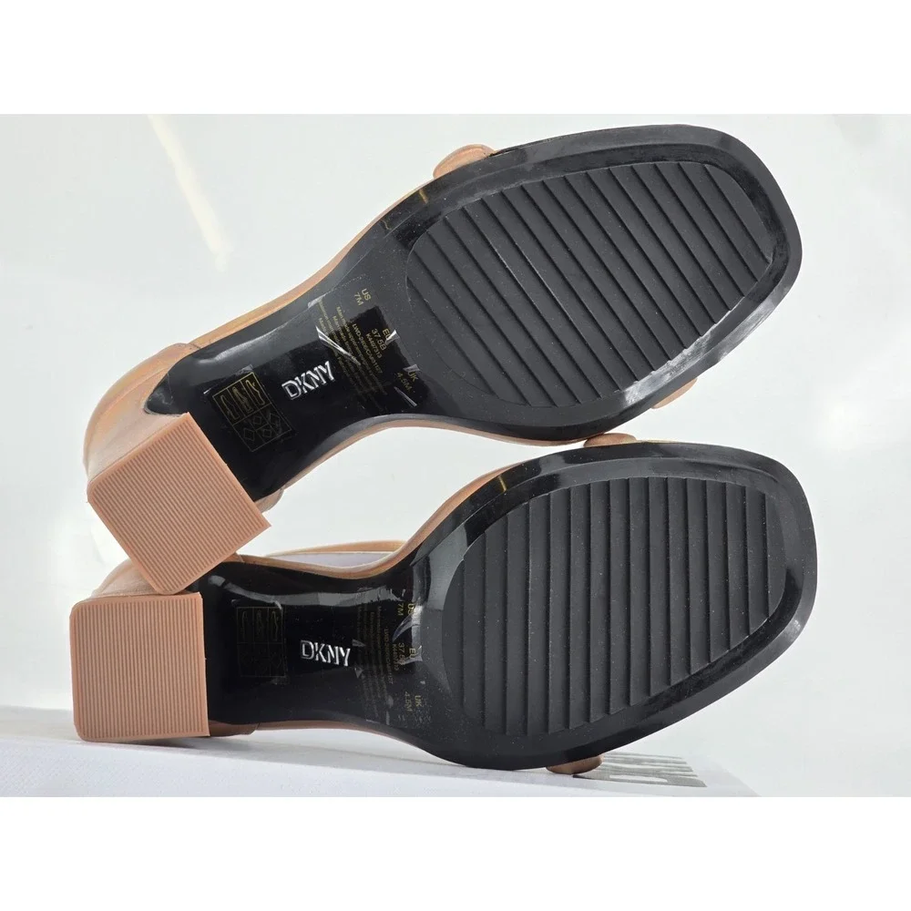 DKNY‎ Women's Waylin Sqaure Toe Ankle Strap Block Heel Sandal ROSE GOLD Sz 7 NIB